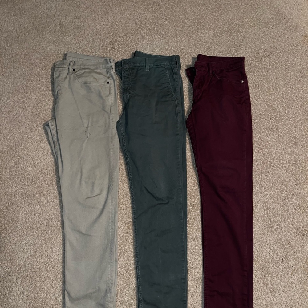 Stylish Men's Chino Pants - Beige, Green, Burgundy